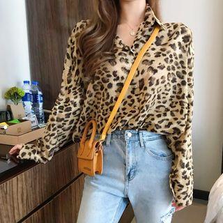 Long-sleeve Leopard Print Oversize Shirt