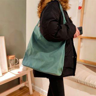 Plain Canvas Tote Bag Grayish Green - One Size
