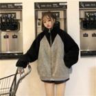 Stand-collar Fleece Zip Coat As Shown In Figure - One Size
