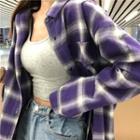 Check Long-sleeve Loose-fit Shirt / Plain Tank Top