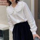 Ruffled Collar Blouse White - One Size