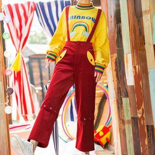 Color-block Pocket Wide-leg Jumper Pants