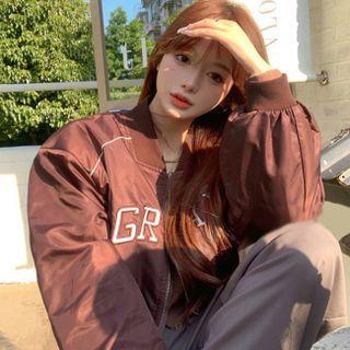 Lettering Cropped Zip-up Jacket / Hooded Cardigan