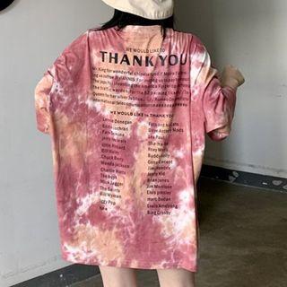3/4-sleeve Tie-dye T-shirt
