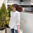 Crochet-trim Peplum Blouse Ivory - One Size