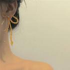 Faux Crystal Bow Earring 1 Pc - Tangerine - Silver Needle - One Size