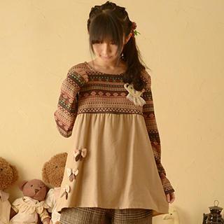 Bow Accent Long-sleeve Top