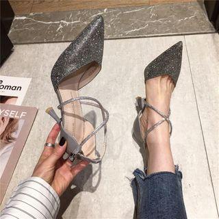 Cross Strap Glitter High-heel Sandals