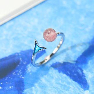 Faux Crystal Mermaid Tail Alloy Open Ring Pink - One Size