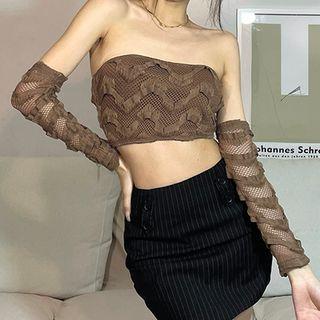 Set: Knit Bandeau Top + Arm Sleeves