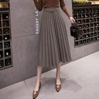 Glitter Midi A-line Pleated Knit Skirt