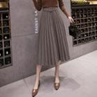 Glitter Midi A-line Pleated Knit Skirt