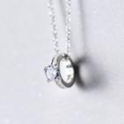 925 Sterling Silver Rhinestone Ring Pendant Necklace