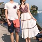 Couple Matching Strappy Midi Dress / Set: Short-sleeve T-shirt + Shorts