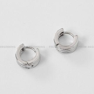 Rib Mini Hoop Earrings Silver - One Size