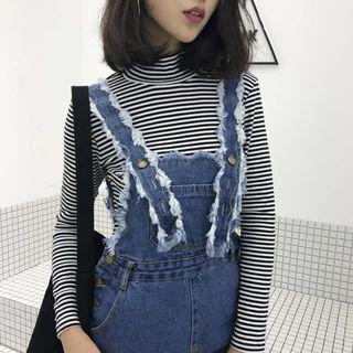 Washed Loose-fit Wide-leg Denim Jumper Pants