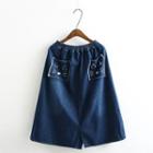 Cat Pocket A-line Denim Skirt
