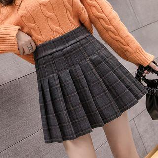 Plaid Accordion Pleat Mini Skort