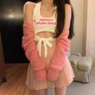 Lettering Tank Top / Cardigan / Pleated Skirt