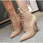 Pointed High-heel Lace-up Ankle Boots