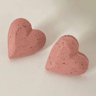 Heart Resin Earring 1 Pair - Pink - One Size