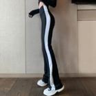 High-waist Contrast Trim Boot-cut Pants