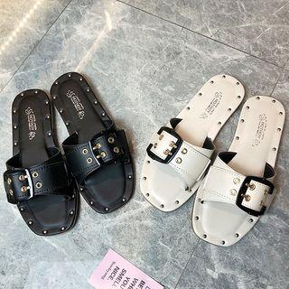 Buckled Slide Flat Slippers
