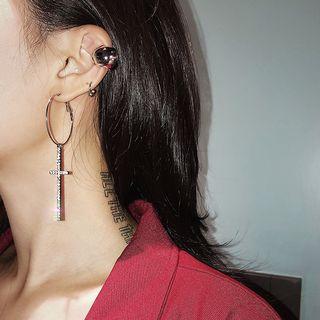 Alloy Rhinestone Cross Dangle Earring 1 Pair - As Shown In Figure - One Size