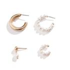 Set Of 4: Faux Pearl / Alloy Cuff Earring (various Designs) Gold - One Size