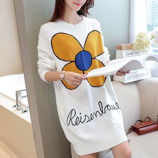 Floral Print Long Sleeve Knit Dress