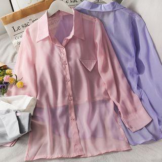 Irregular Sheer Chiffon Shirt In 7 Colors