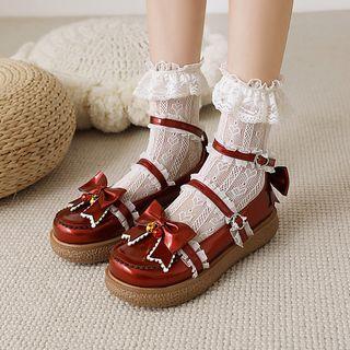 Platform Bow Frill Trim Mary Janes