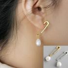 925 Sterling Silver Freshwater Pearl Safety Pin Earring
