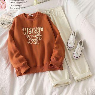 Cartoon Print Sweatshirt / Straight Leg Jeans