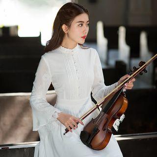 Bell-sleeve Mock Neck Dress