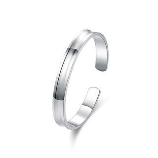 Fashion Simple Geometric Round Open Bangle Silver - One Size