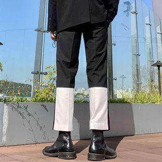 Two-tone Cropped Straight Leg Dress Pants