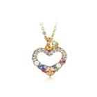 Fashion Heart Pendant With Colored Austrian Element Crystal And Necklace