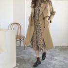 Double-breasted Long Trench Coat Khaki - One Size