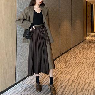 Plain Loose-fit Blazer / Color-block Skirt / Plain Pants
