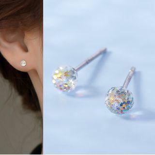 Rhinestone Sterling Silver Earring 1 Pair - White - One Size