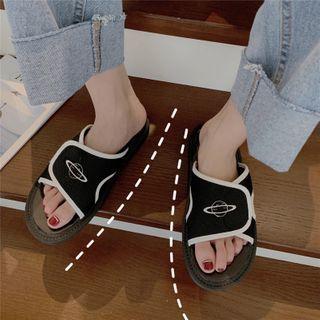 Planet Print Adhesive Tab Flat Slid Sandals