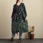 Floral Hooded Buttoned Long Trench Coat