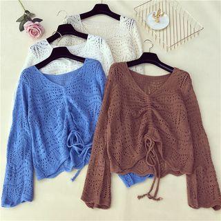 Drawstring Perforated Sweater