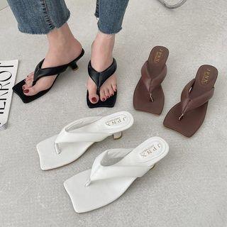 Low-heel Square Toe Flip Flops