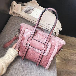 Furry Trim Carryall Bag