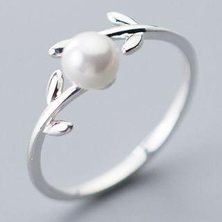 925 Sterling Silver Faux Pearl Branches Ring Silver - One Size