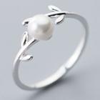 925 Sterling Silver Faux Pearl Branches Ring Silver - One Size