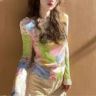 Long-sleeve Patchwork T-shirt