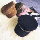 Chain Detail Corduroy Newsboy Cap